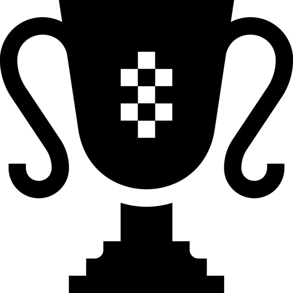 A black and white trophy with a checkered flag vector