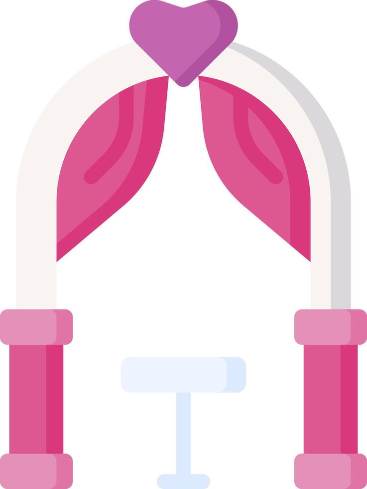 A pink and white arch with a heart on it vector