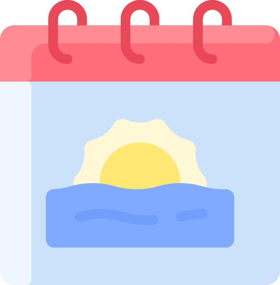A calendar with a sun and water in it vector
