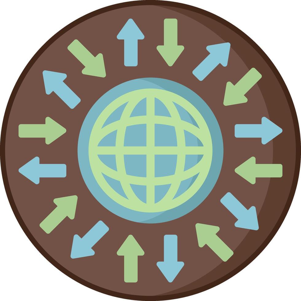 An illustration of an earth surrounded by arrows vector