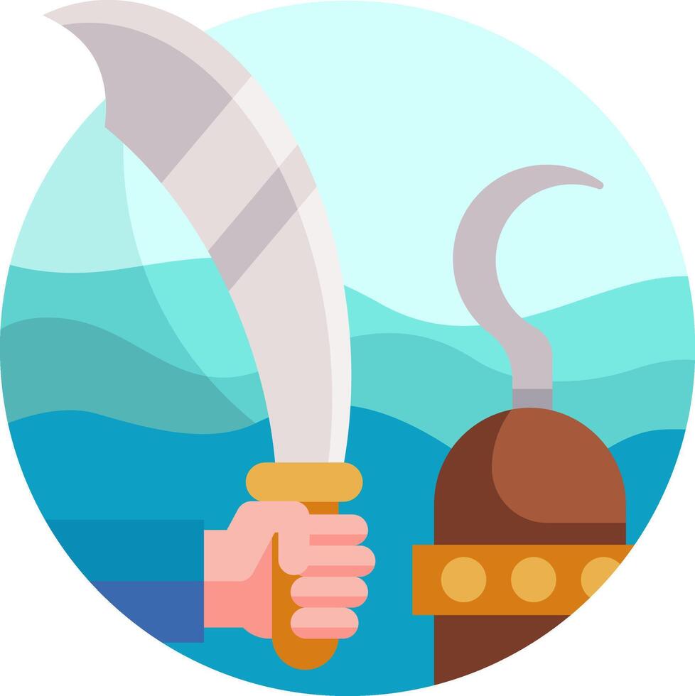 Pirate ship with a pirate holding a sword vector
