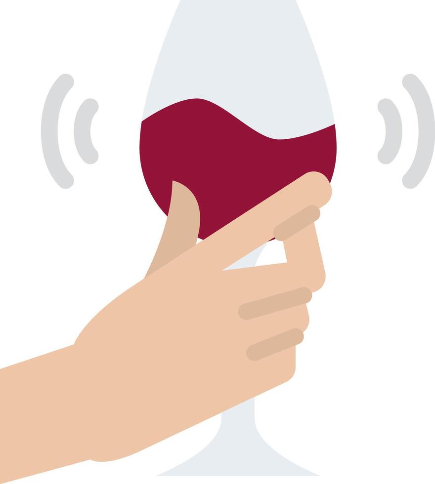 A hand holding a glass of red wine vector