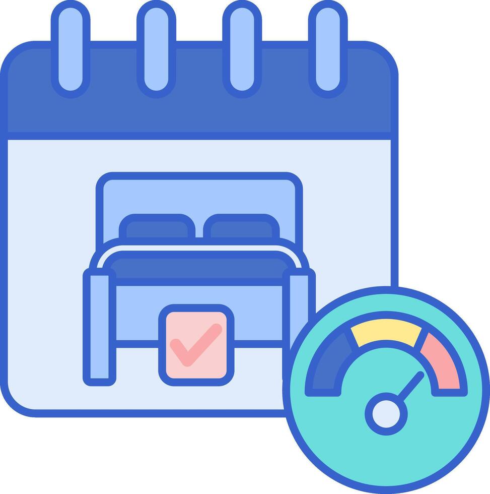 A calendar with a bed and a clock vector