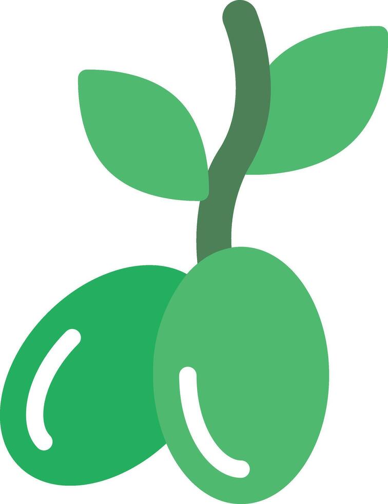 A green olive branch with two leaves vector
