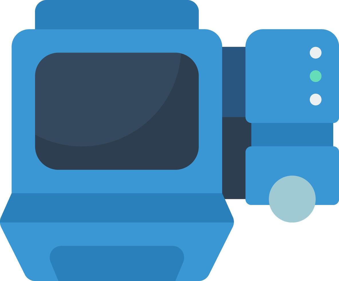 A blue and white computer with a mouse and keyboard vector