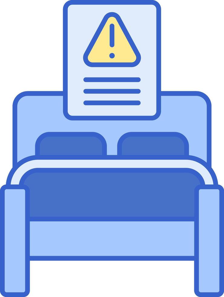 Bed with a warning sign on it vector