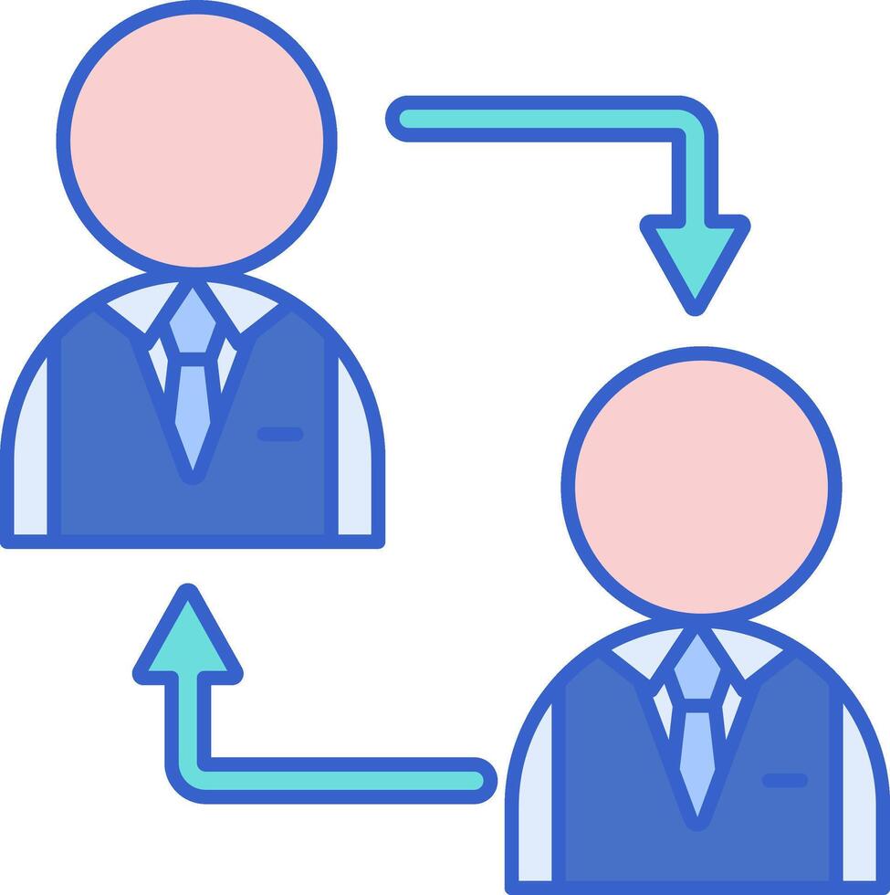 Two people are connected by a line vector