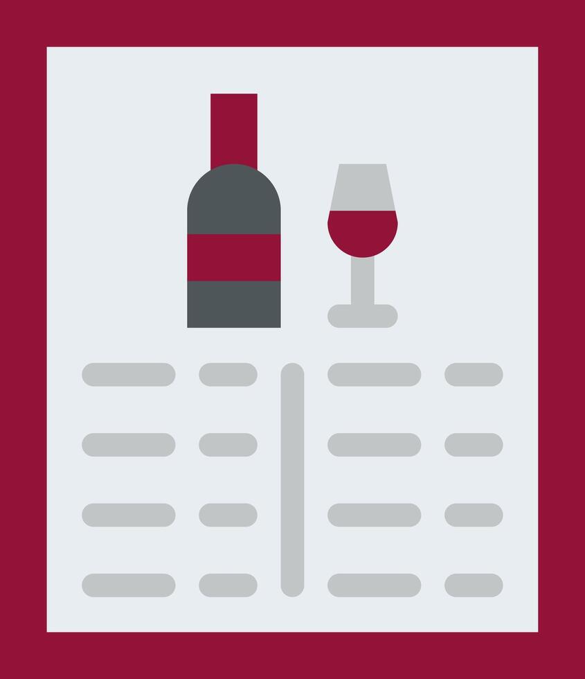 A wine glass and bottle are on a menu vector