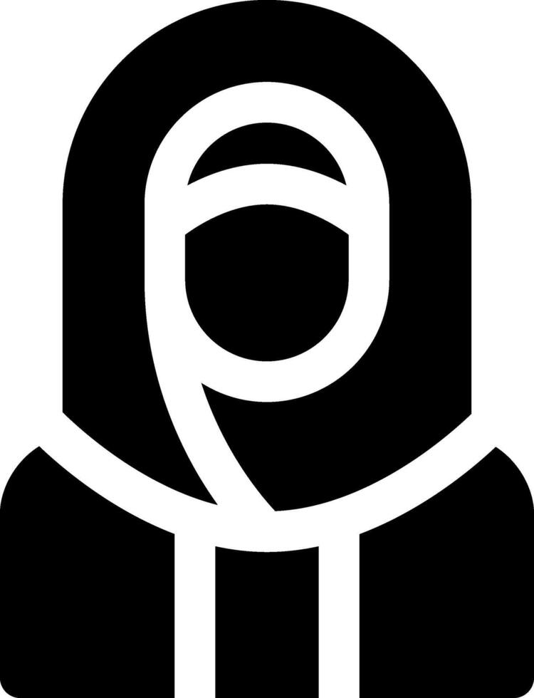A black and white icon of a woman in a hijab vector
