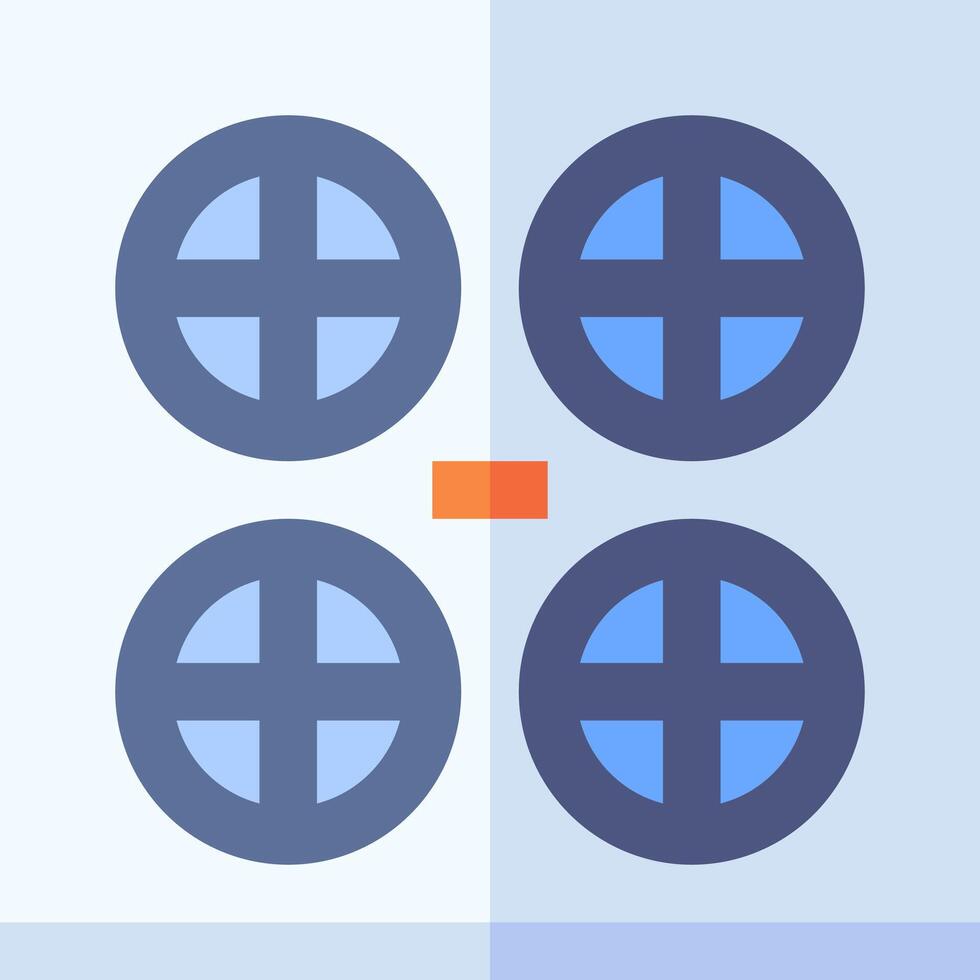 A flat icon with four circles and a blue dot vector