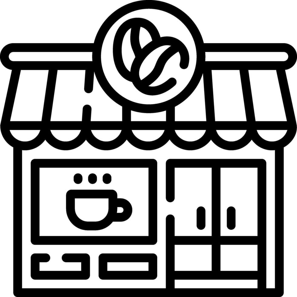 A coffee shop icon with a sign that says coffee shop vector