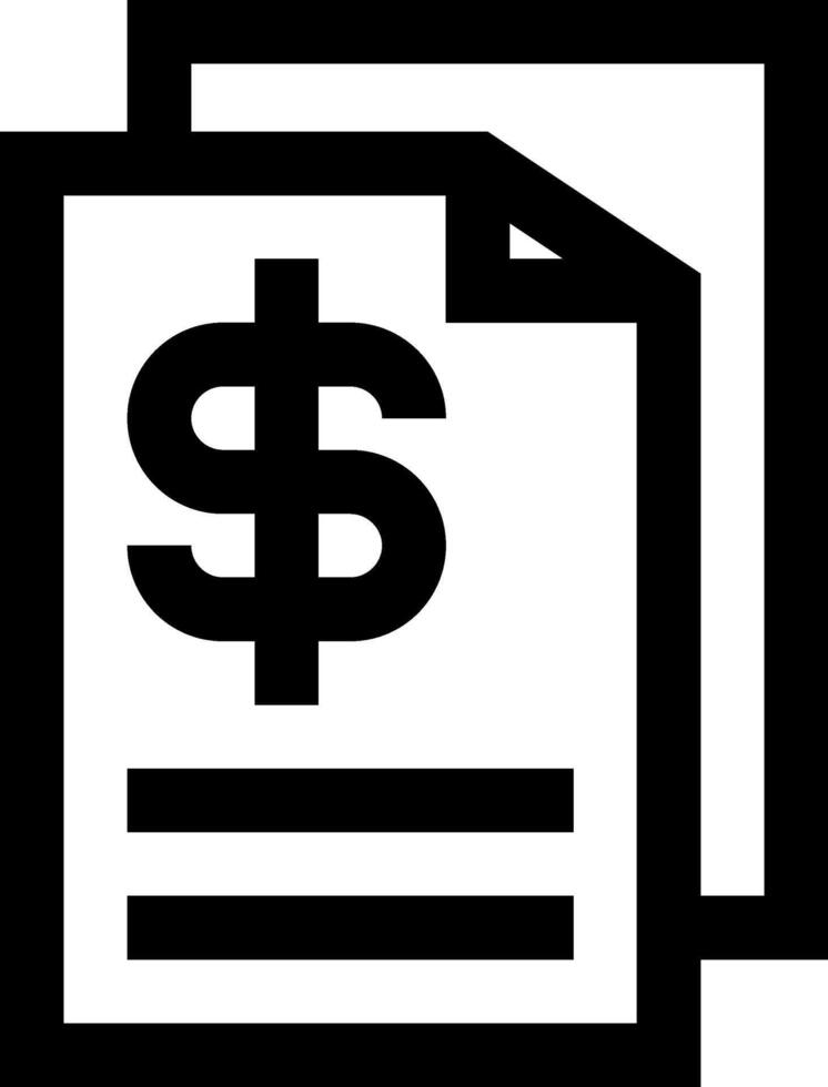 A black and white icon of a dollar sign vector