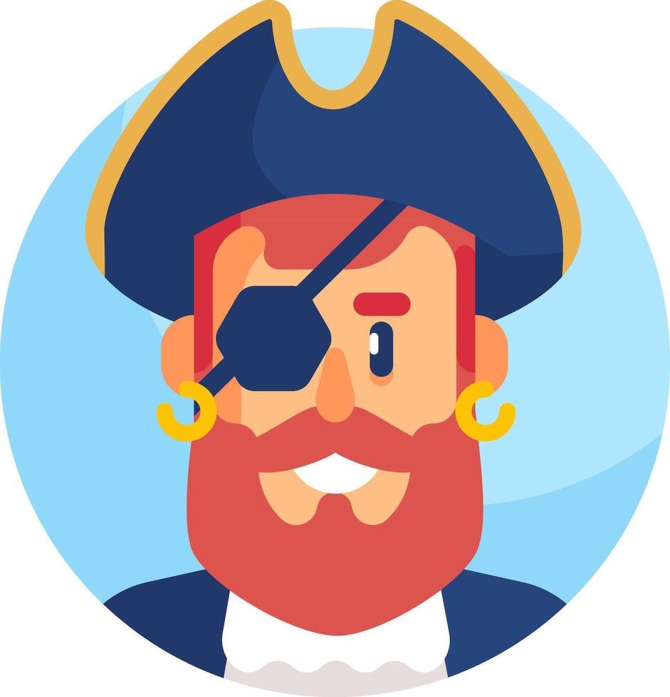 A cartoon pirate with a beard and eye patch vector