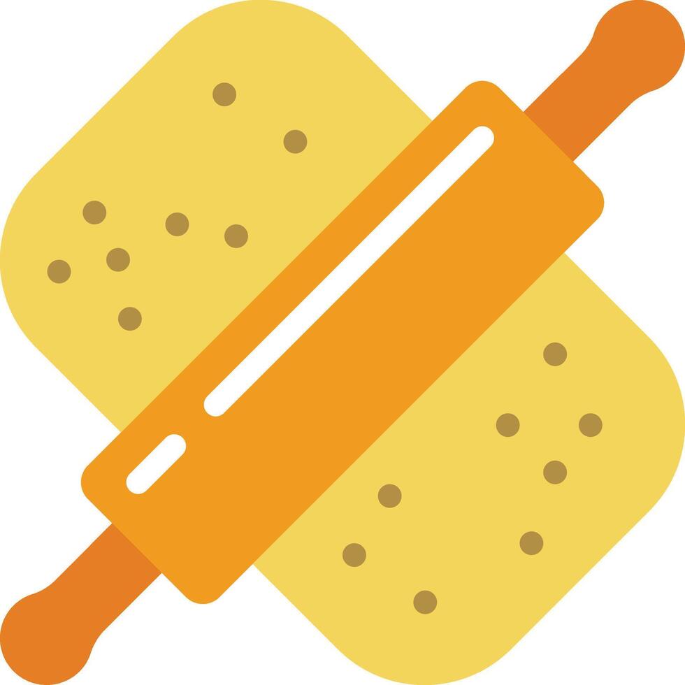 A rolling pin icon with a piece of bread vector