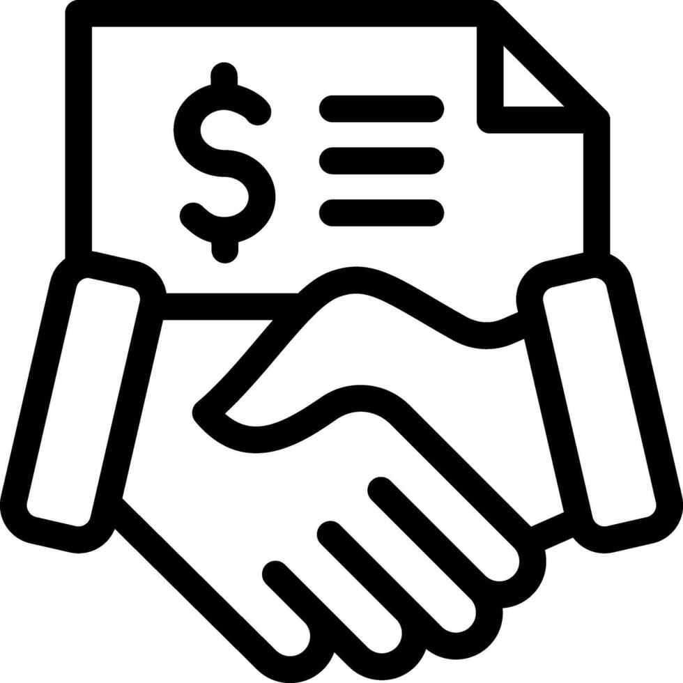 Handshake icon with money and paper vector