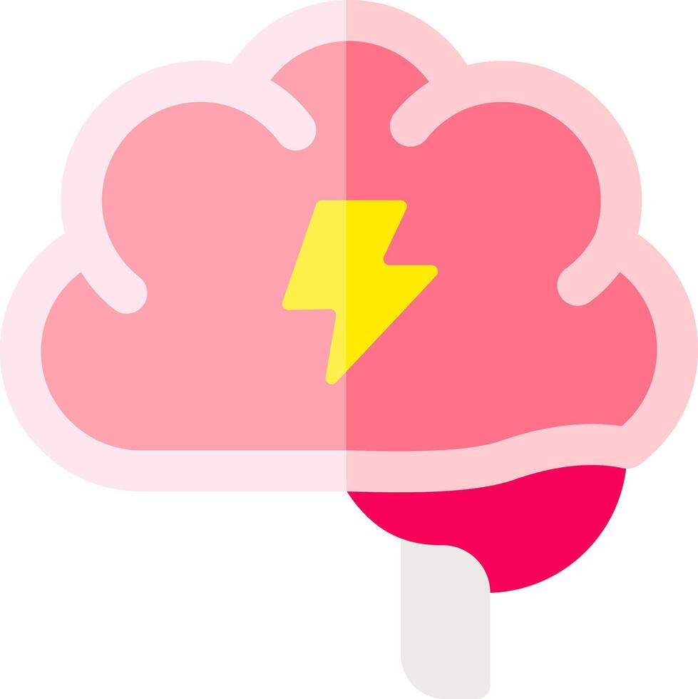 A pink brain with a lightning bolt on it vector