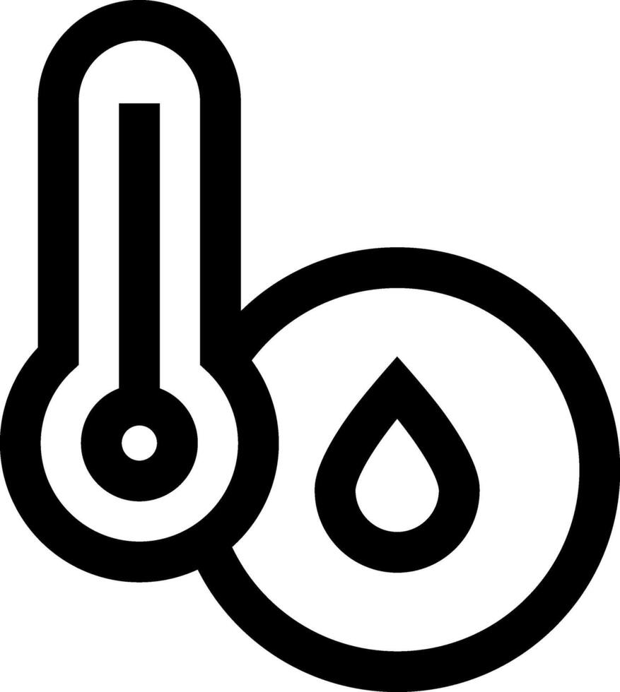 A black and white icon of a thermometer and a drop vector