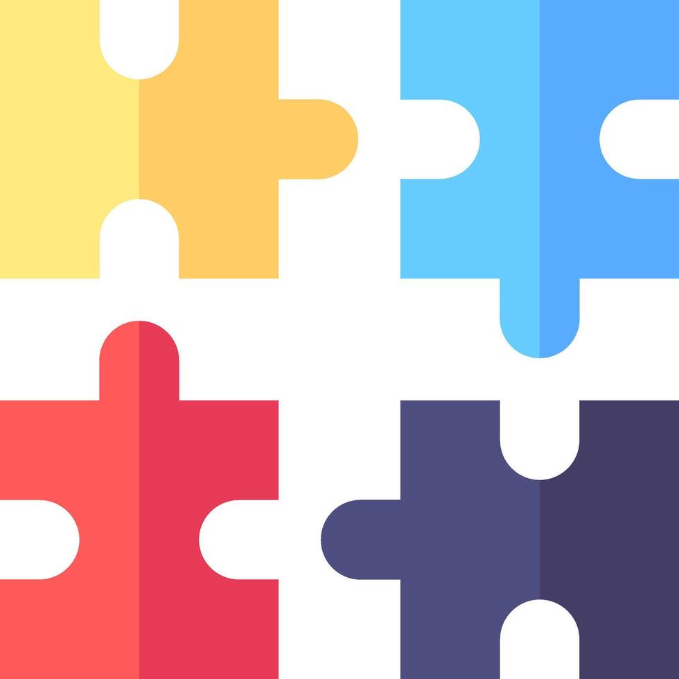 Four pieces of puzzle pieces are arranged in a row vector