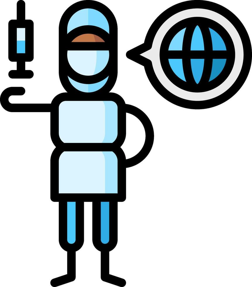 A cartoon man holding a syringe and a globe vector