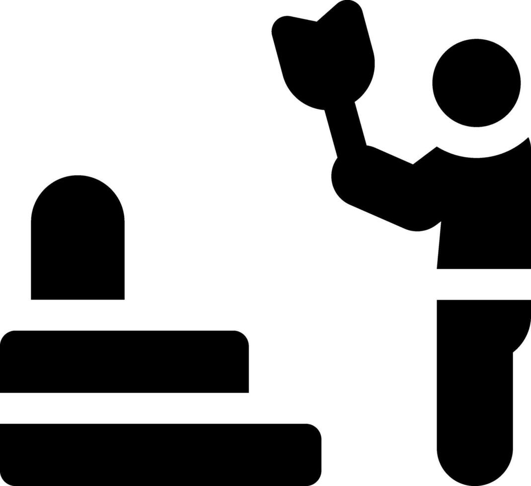 A man is holding a shovel and shoveling dirt vector