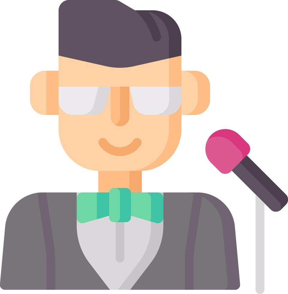 A cartoon man with glasses and a microphone vector