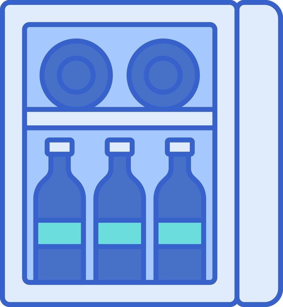 A refrigerator with bottles inside it vector