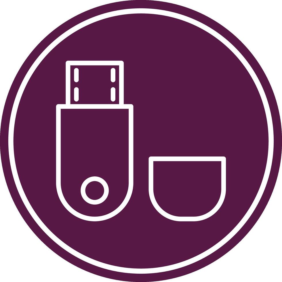 Usb Flash Drive Line Circle Icon vector