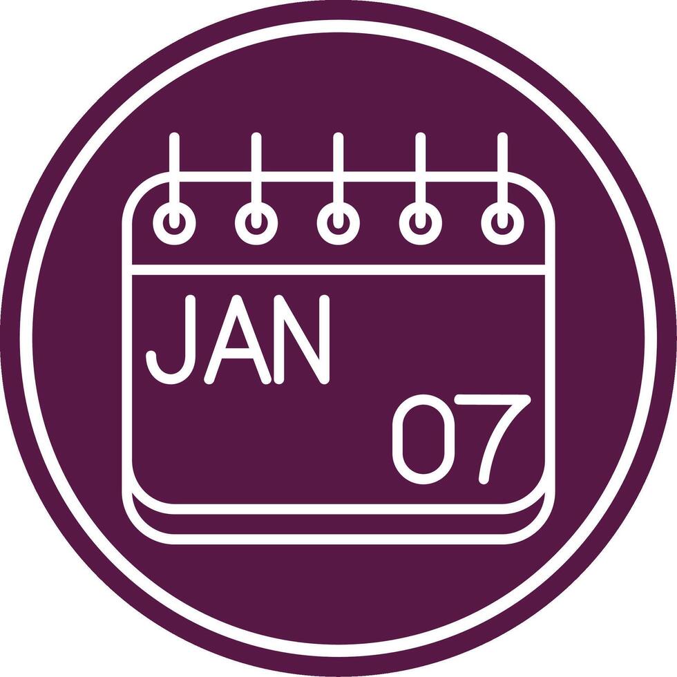 January Line Circle Icon vector