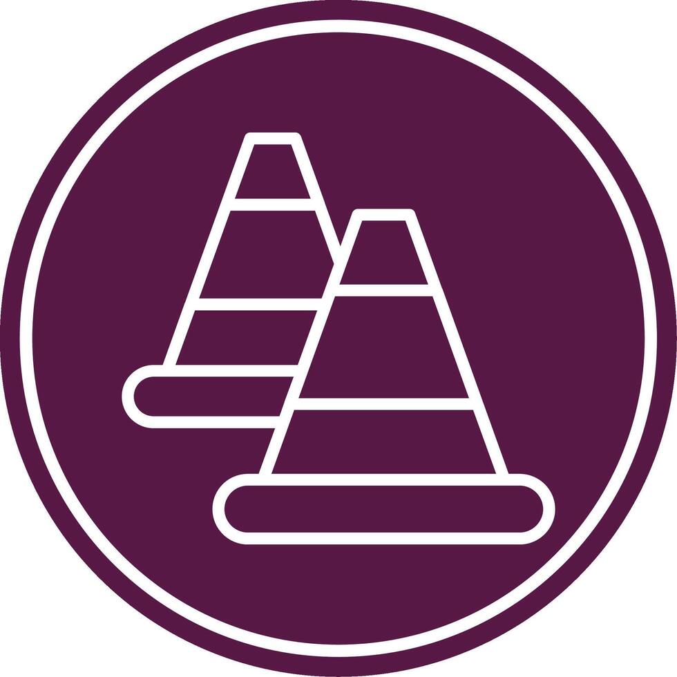 Traffic Cone Line Circle Icon vector