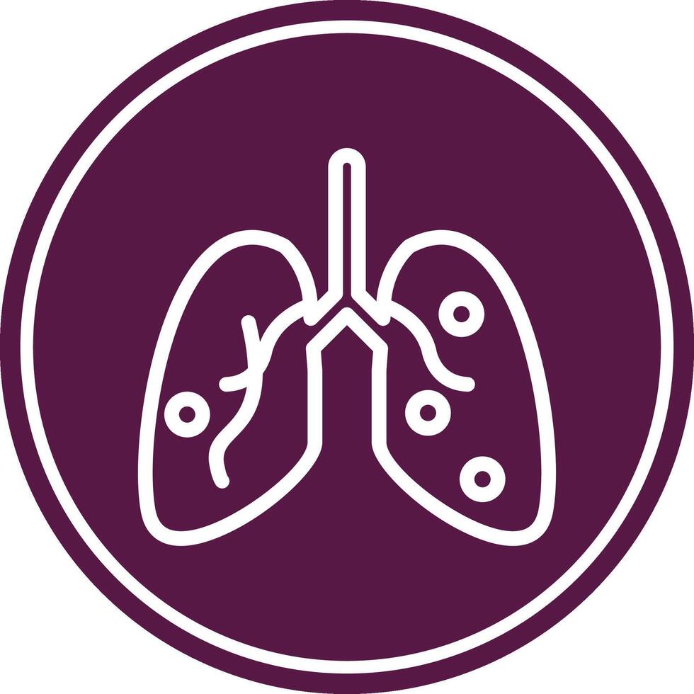 Damage Lungs Line Circle Icon vector
