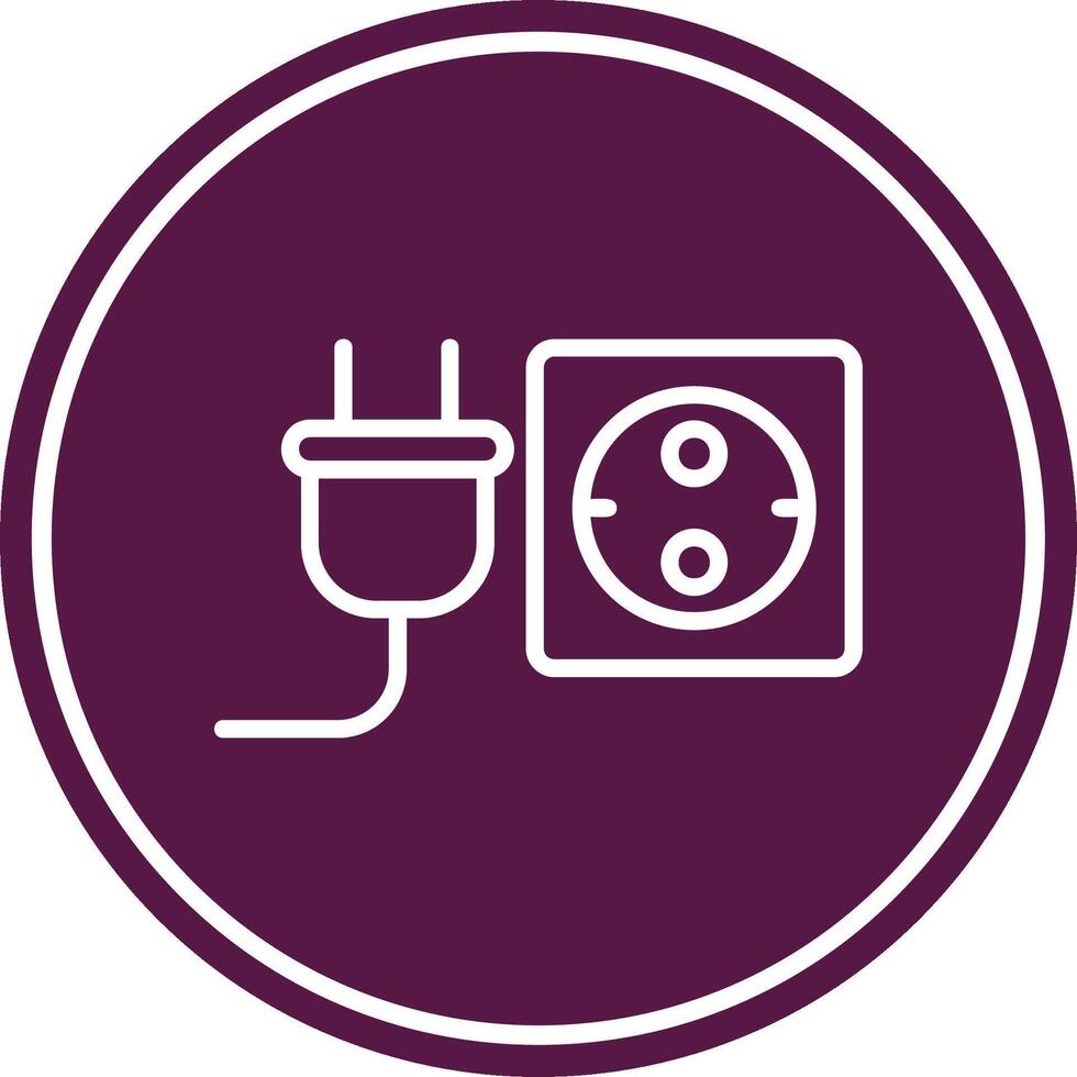 Plug Line Circle Icon vector