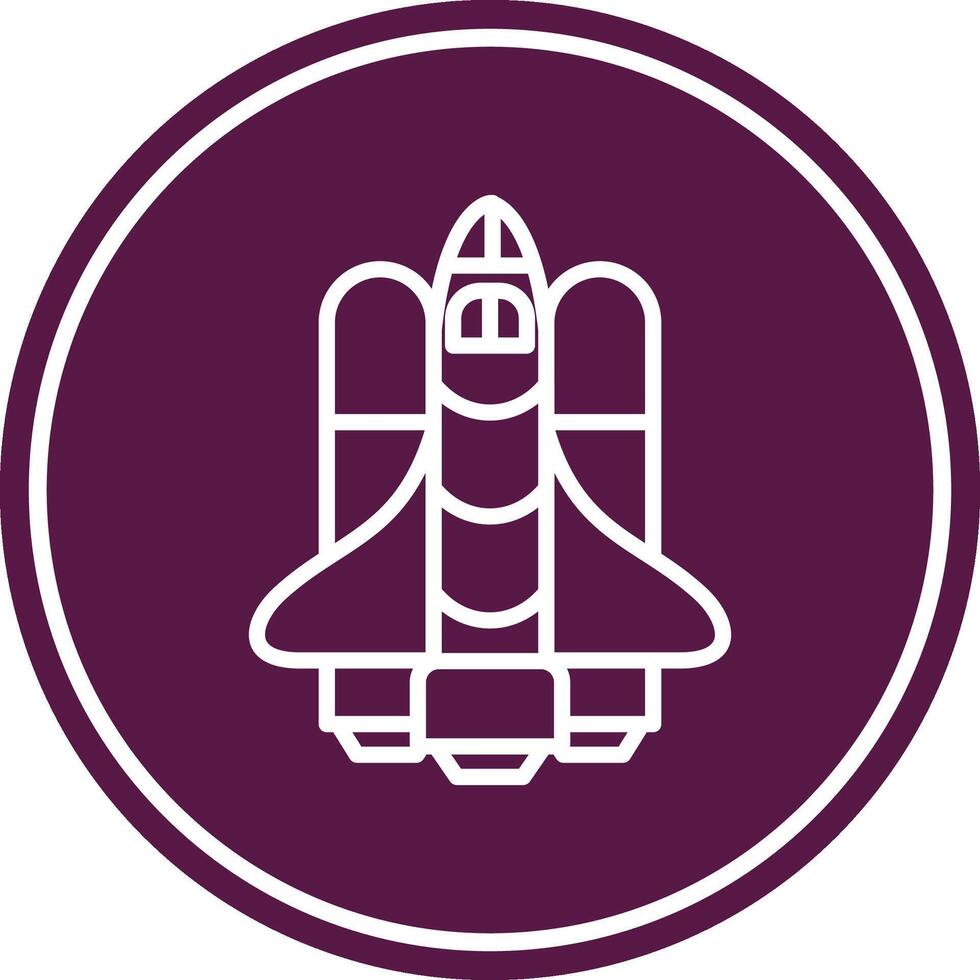 Spaceship Line Circle Icon vector