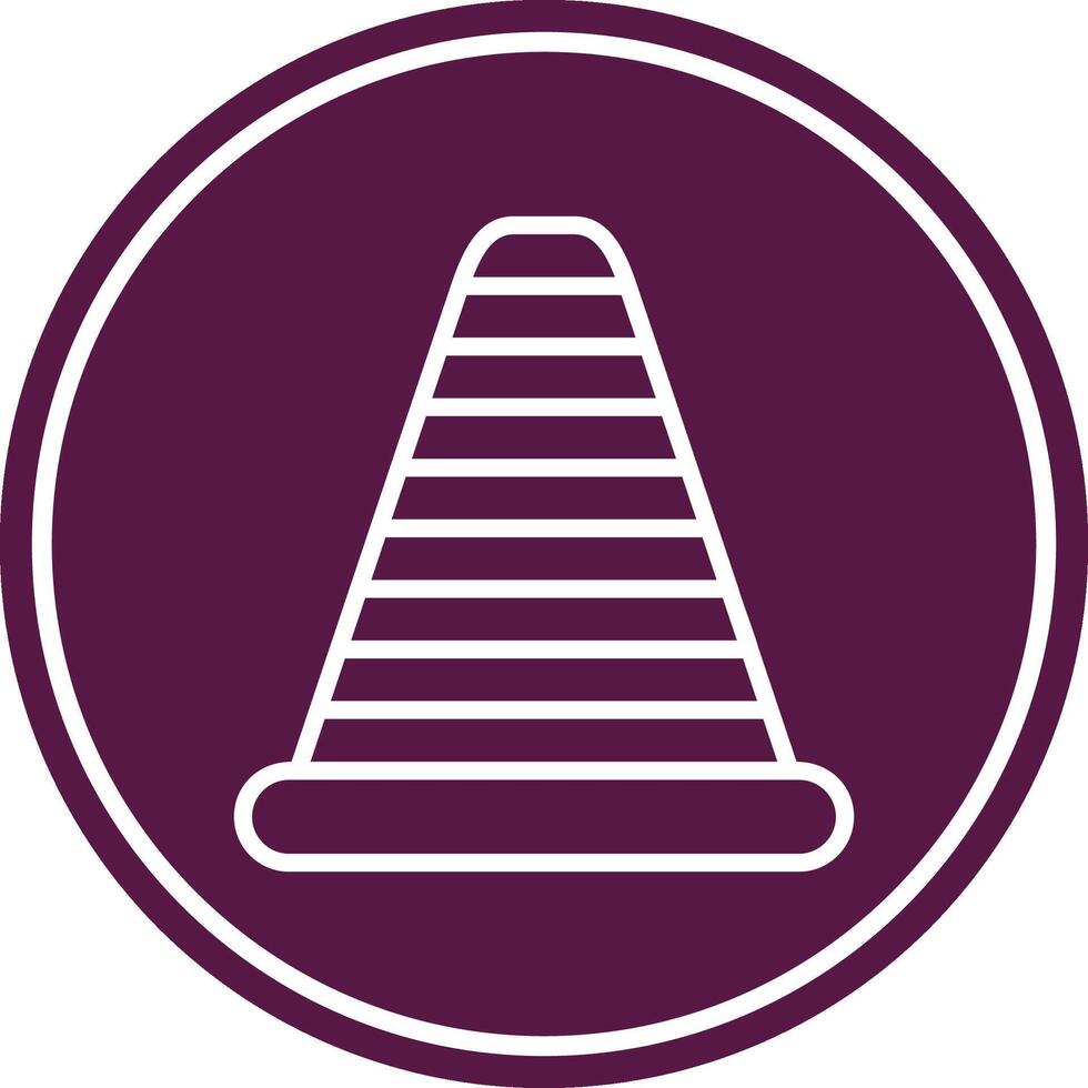 Traffic Cone Line Circle Icon vector