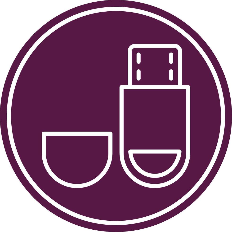 Usb Drive Line Circle Icon vector