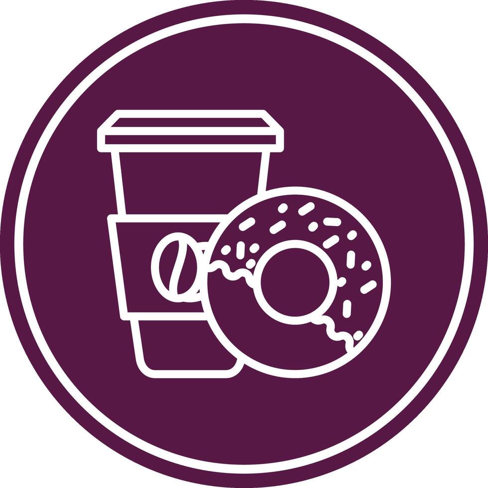 Coffee And Donut Line Circle Icon vector