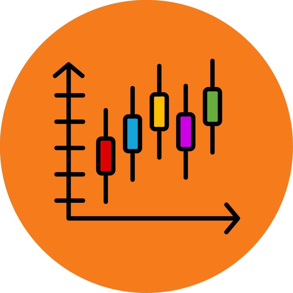 Bell Curve on Graph Filled Multi Circle Icon vector