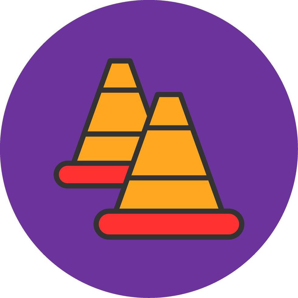 Traffic Cone Filled Multi Circle Icon vector