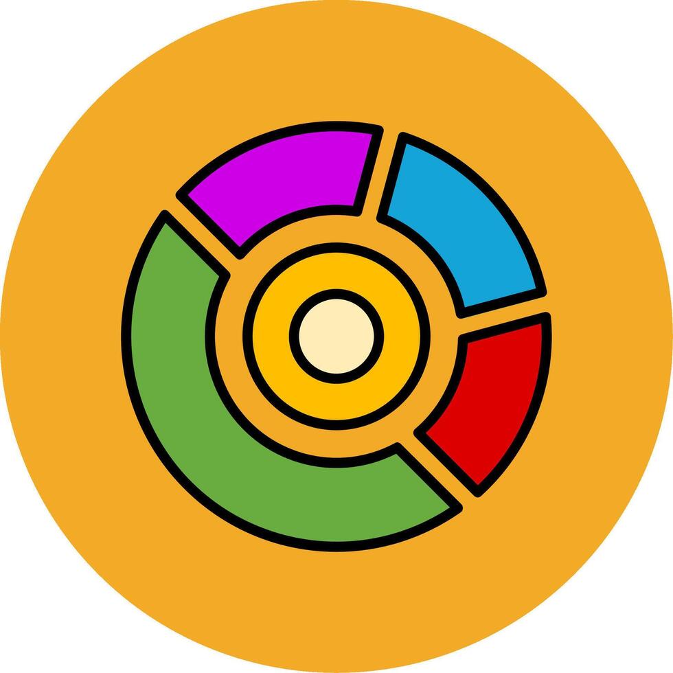 Marked Donut Chart Filled Multi Circle Icon vector