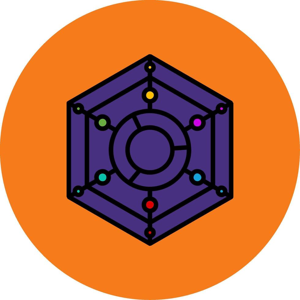 Radar Chart Filled Multi Circle Icon vector
