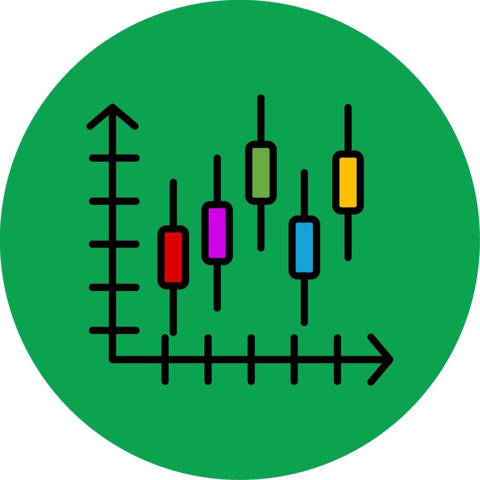 Candlestick Chart Filled Multi Circle Icon vector