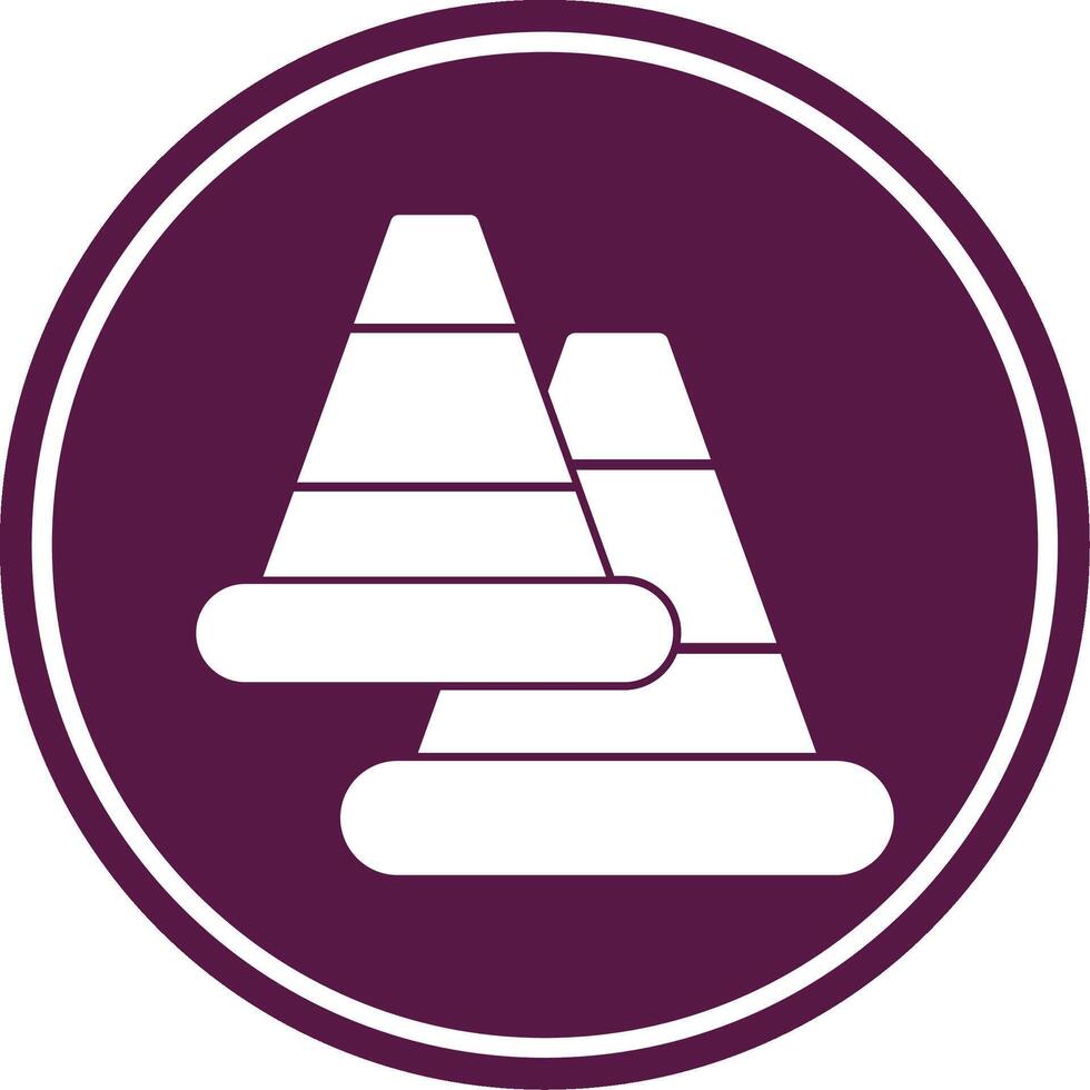 Traffic Cone Glyph Circle Icon vector