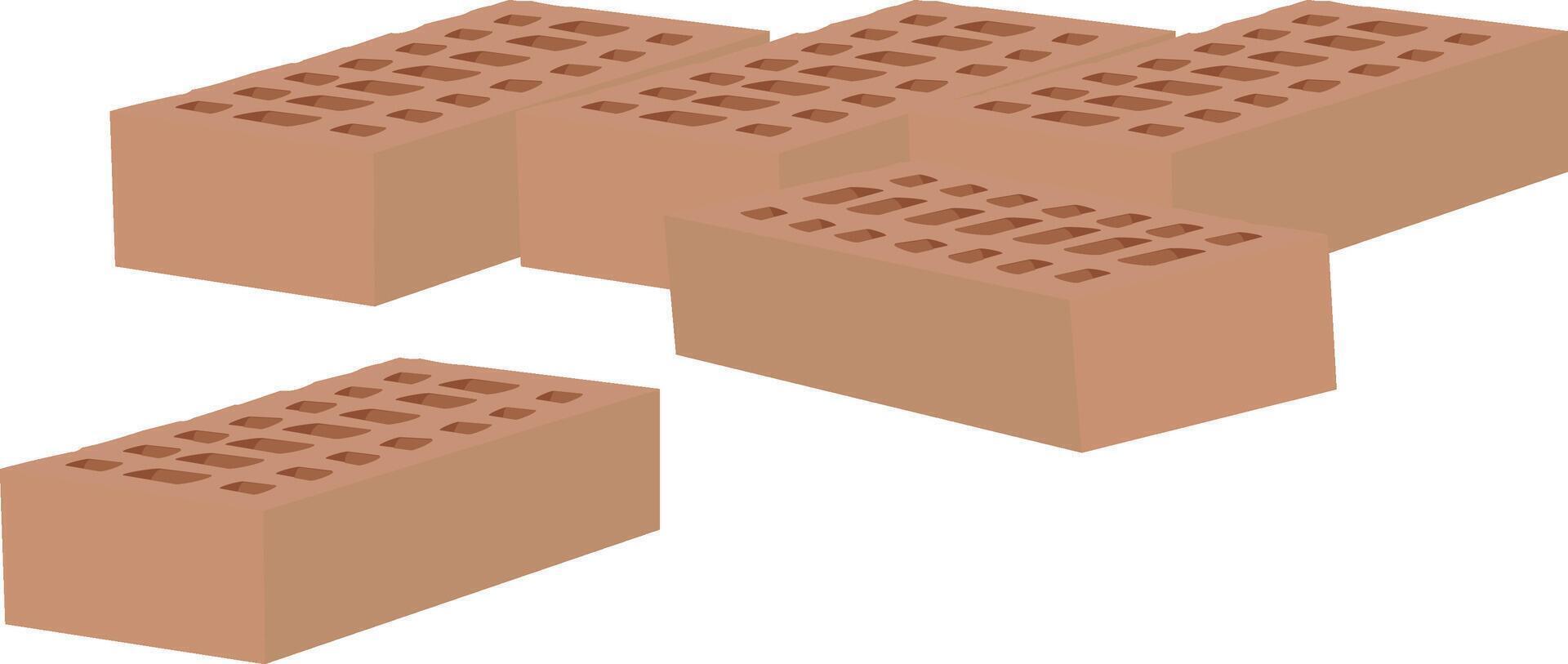 Isometric illustration of red bricks vector
