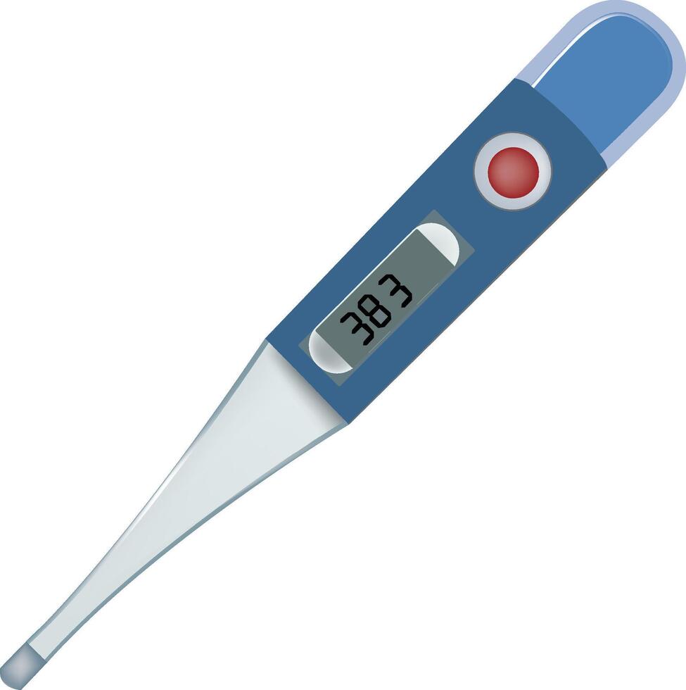Digital medical thermometer showing high temperature reading vector