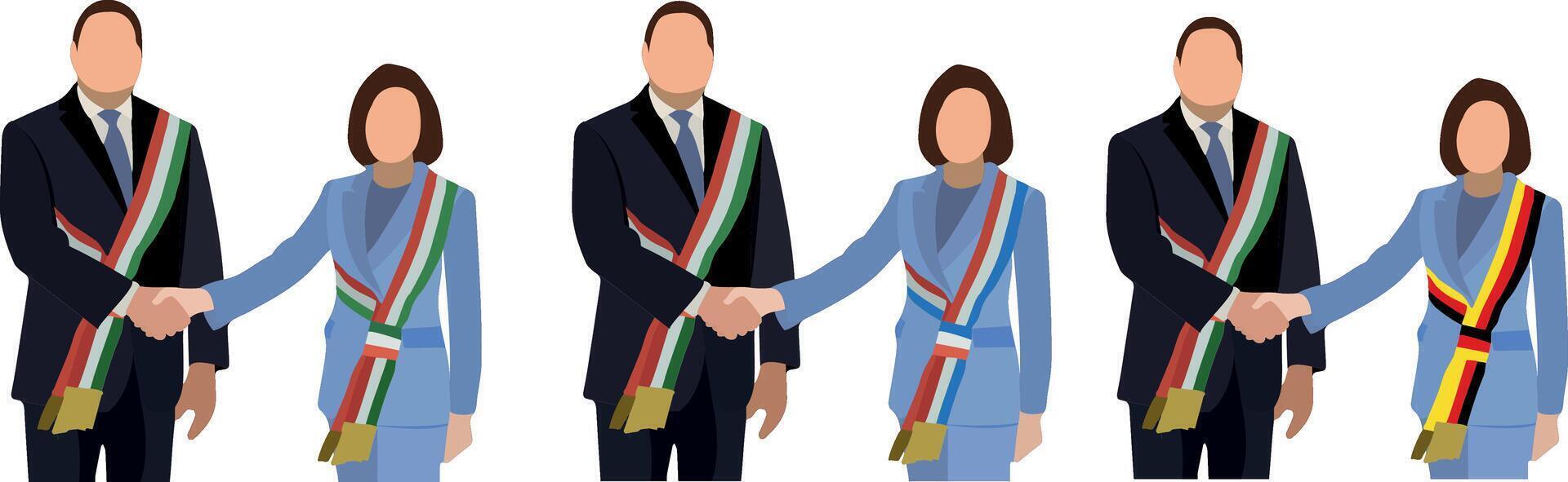 handshake between authorities different countries-handshake between authorities different countries- vector