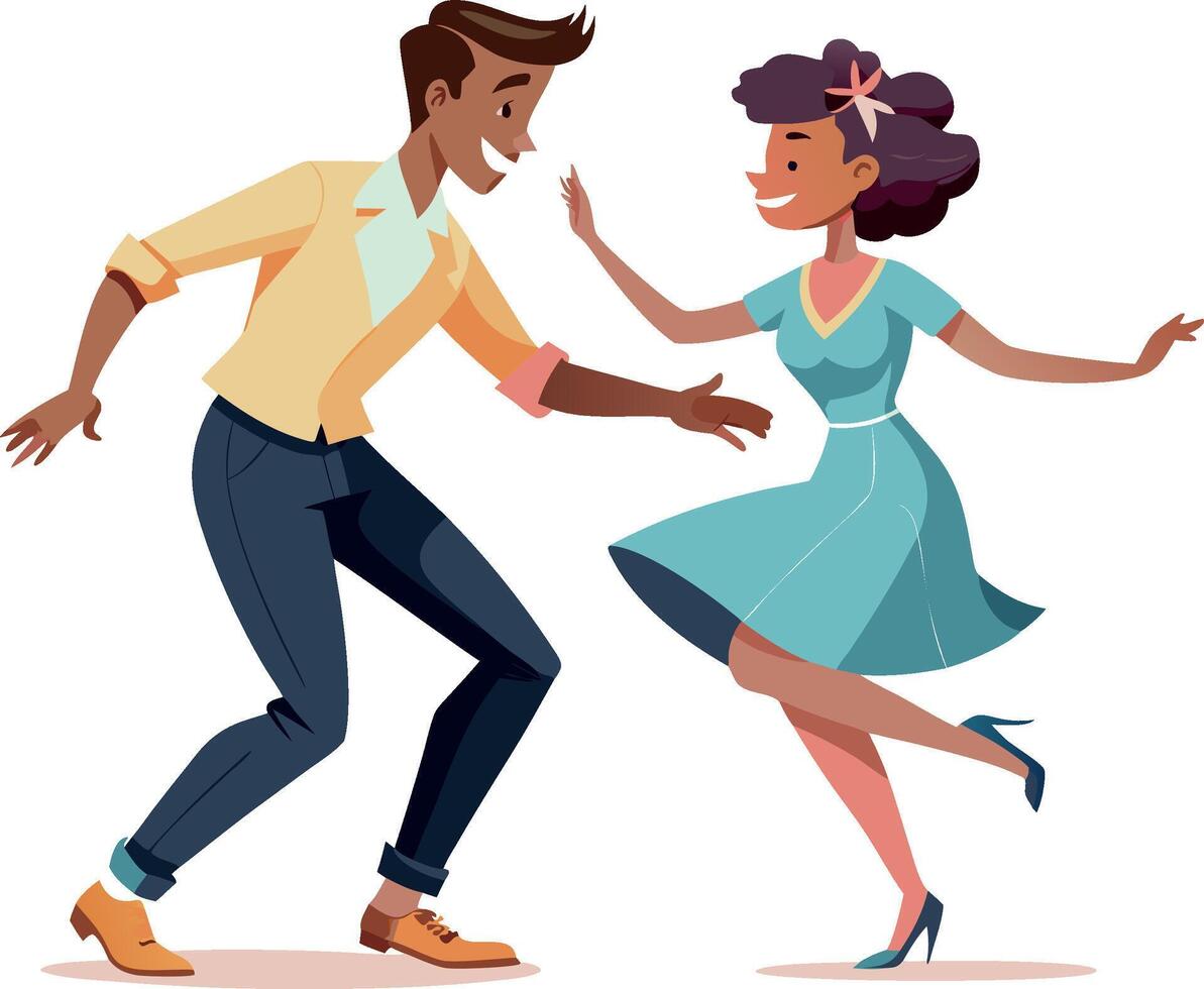 Young couple enjoying swing dance together vector