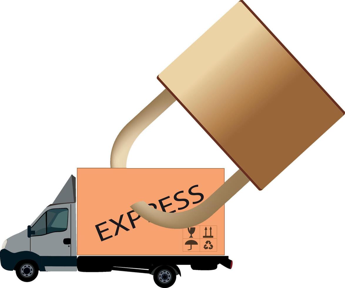 Big padlock blocking express delivery truck with its shackle vector