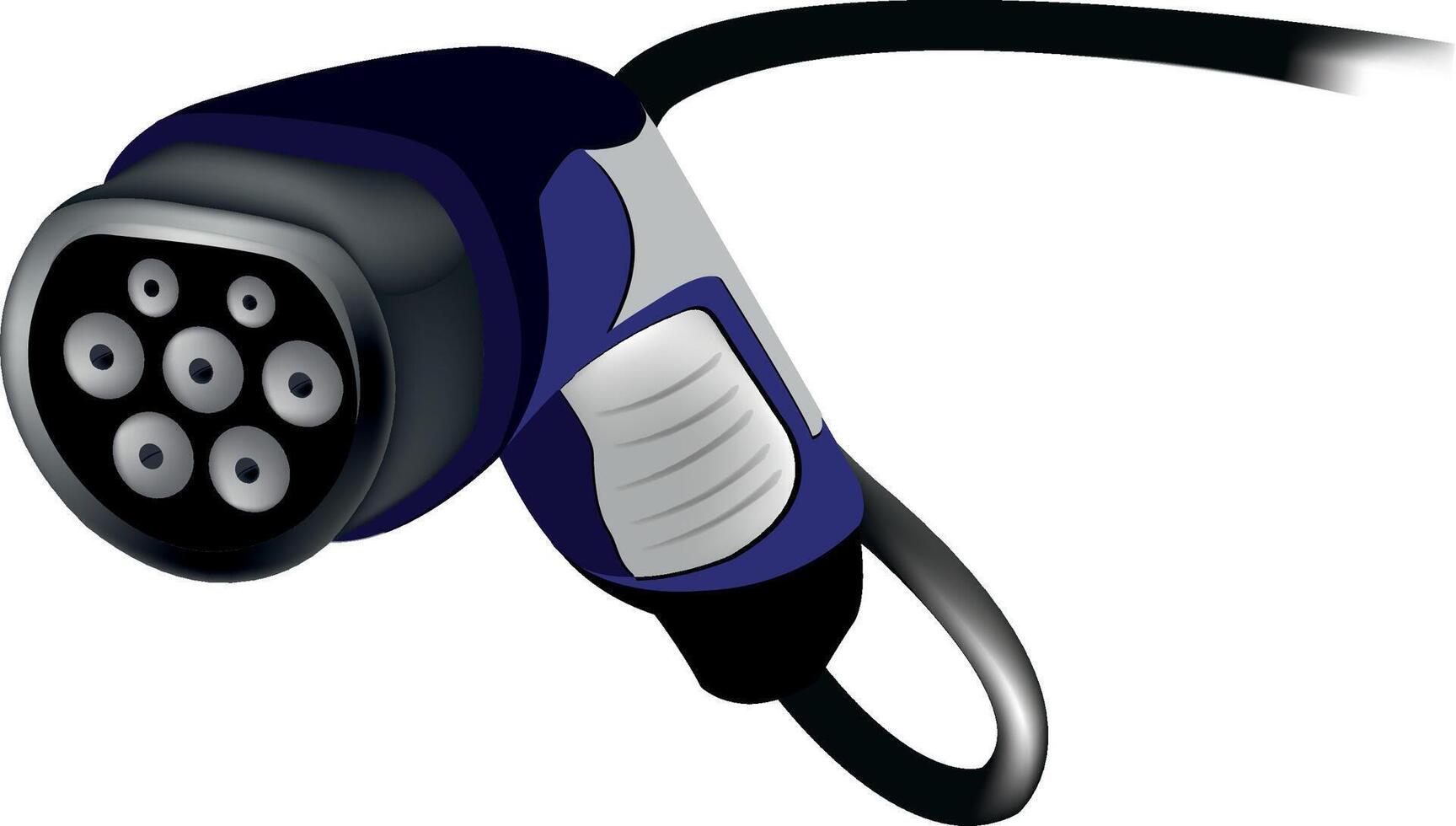 Electric vehicle charger plug getting ready for charging vector