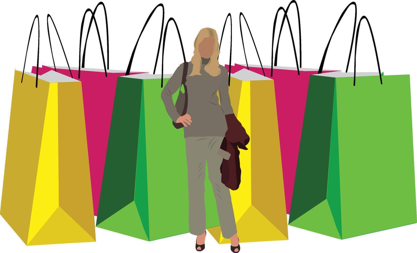 Elegant woman with many purchases- vector