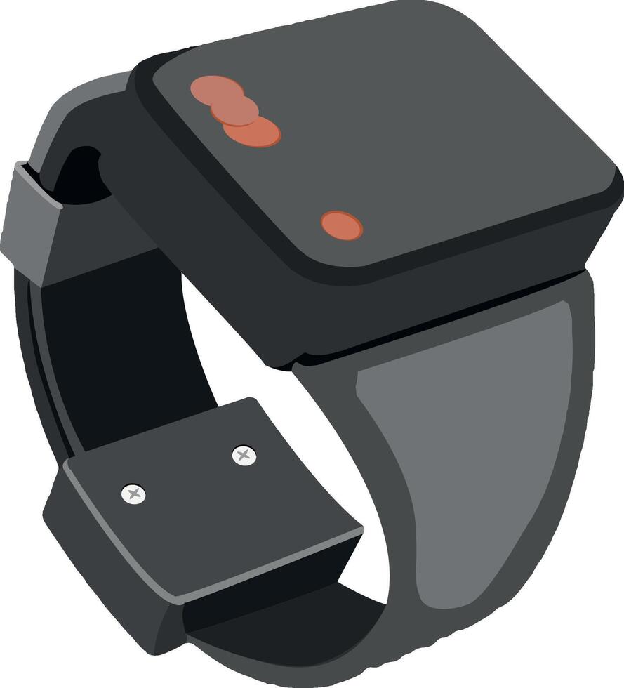 Black smart watch showing time and notifications vector