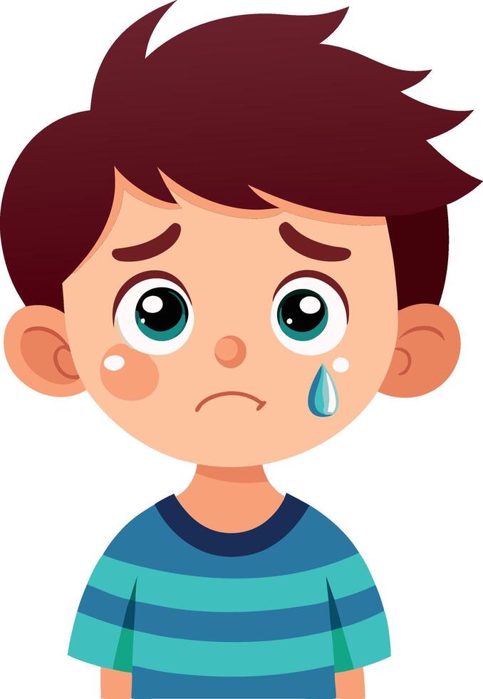 Sad child crying showing negative emotion vector